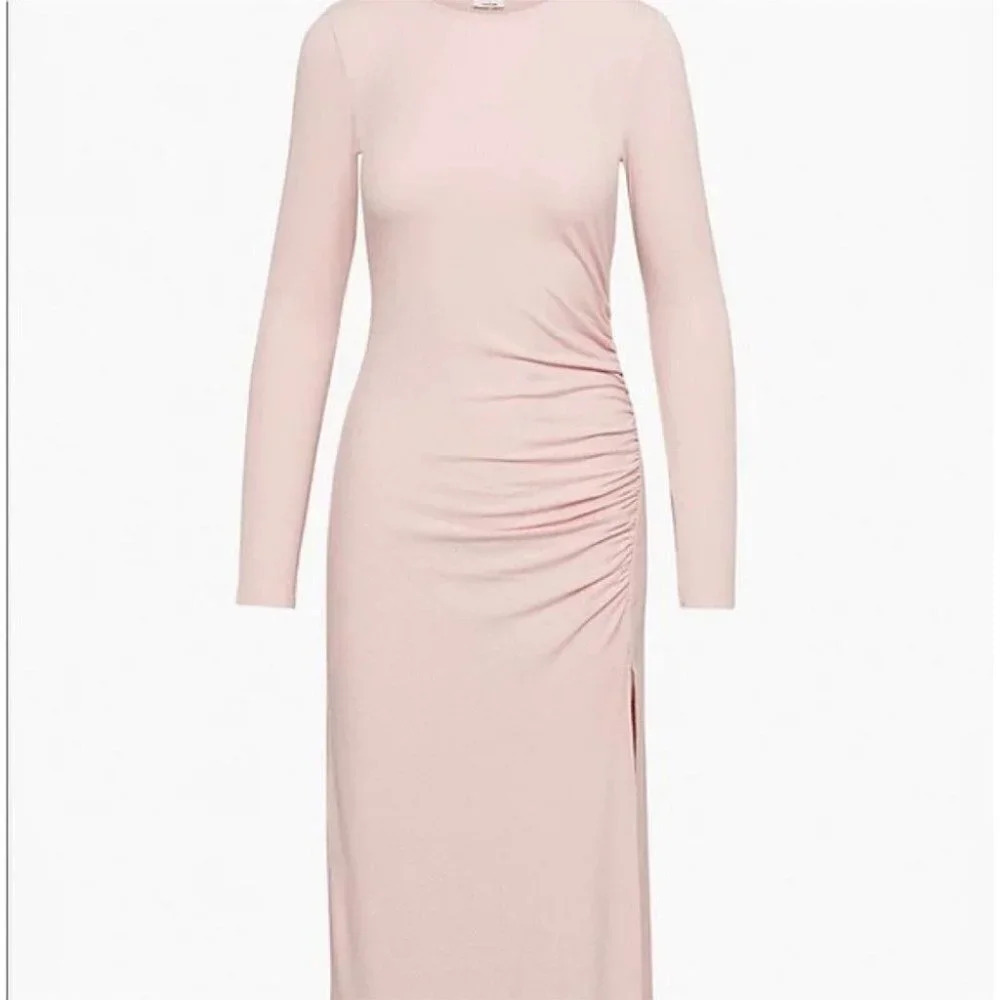 Aritzia Wilfred Poetic PINK Amelia Long Sleeve Ribbed Jersey Dress NWT Sz Small
